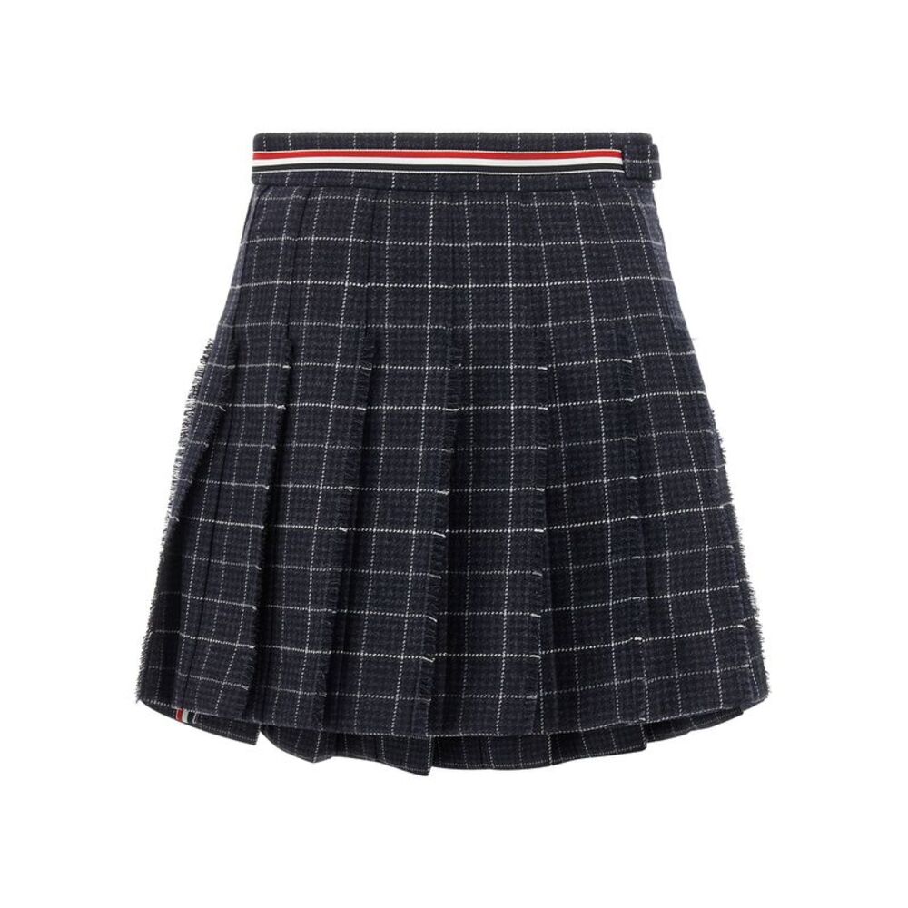 Thom Browne Blue Wool Long Women's Skirt